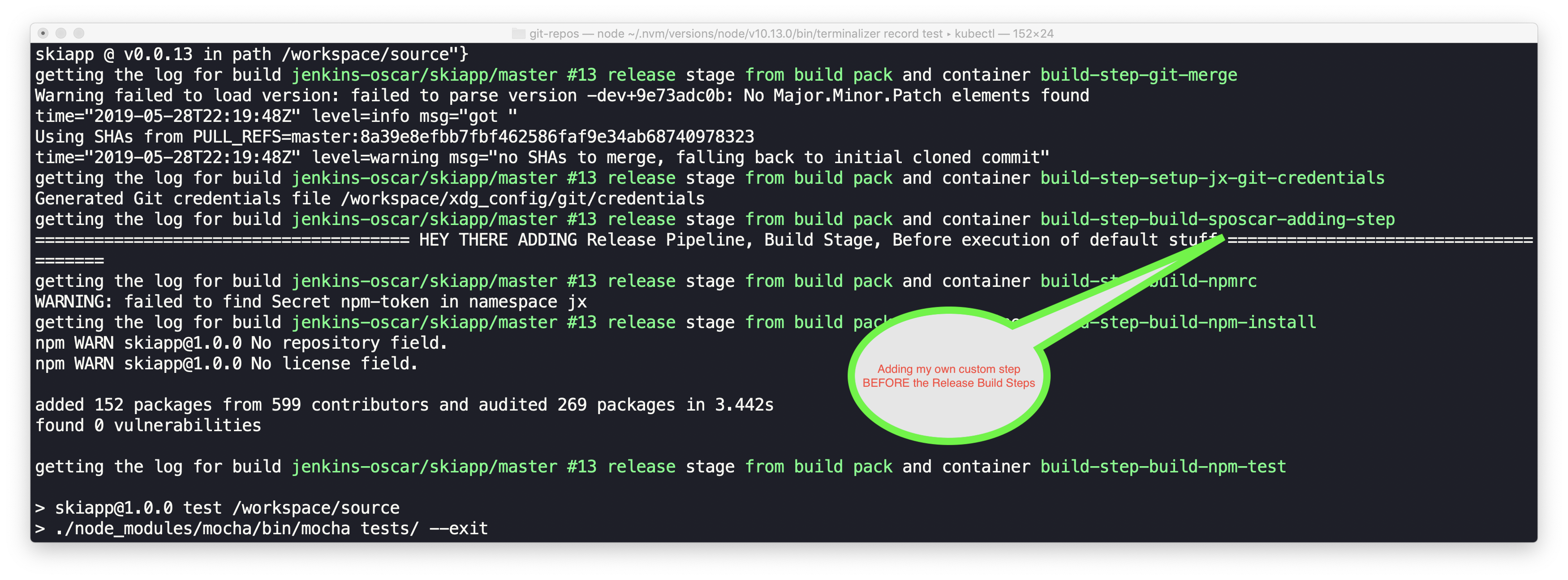 Appending and prepending tekton pipeline steps